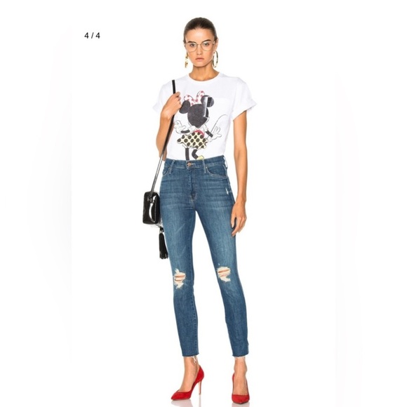 Mother The Vamp Fray Distressed Skinny Jeans In Crazy Like A Fox Wash Size 24 - Picture 1 of 14